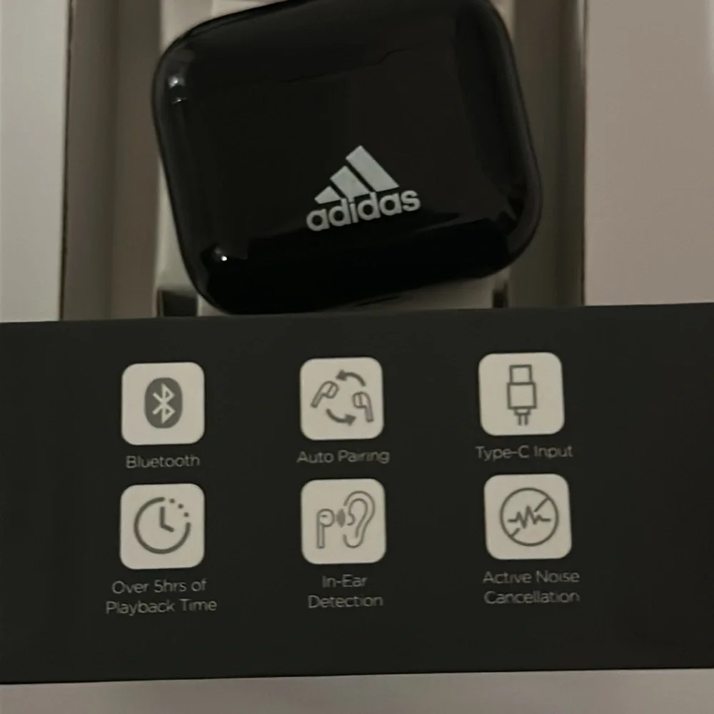 Auto Pairing True Wireless Earbuds Black with Adidas Logo